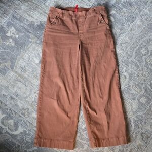 SPANX Crop Twill Pull On Wide Leg Burnt Orange Pants Large Regular